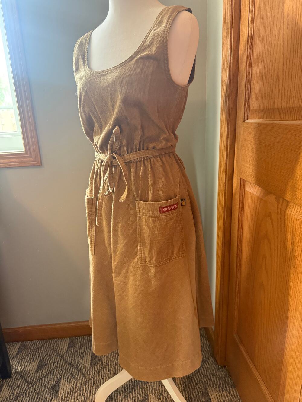 Vintage 80's Sasson Corduroy Belted Dress Size 6/7
